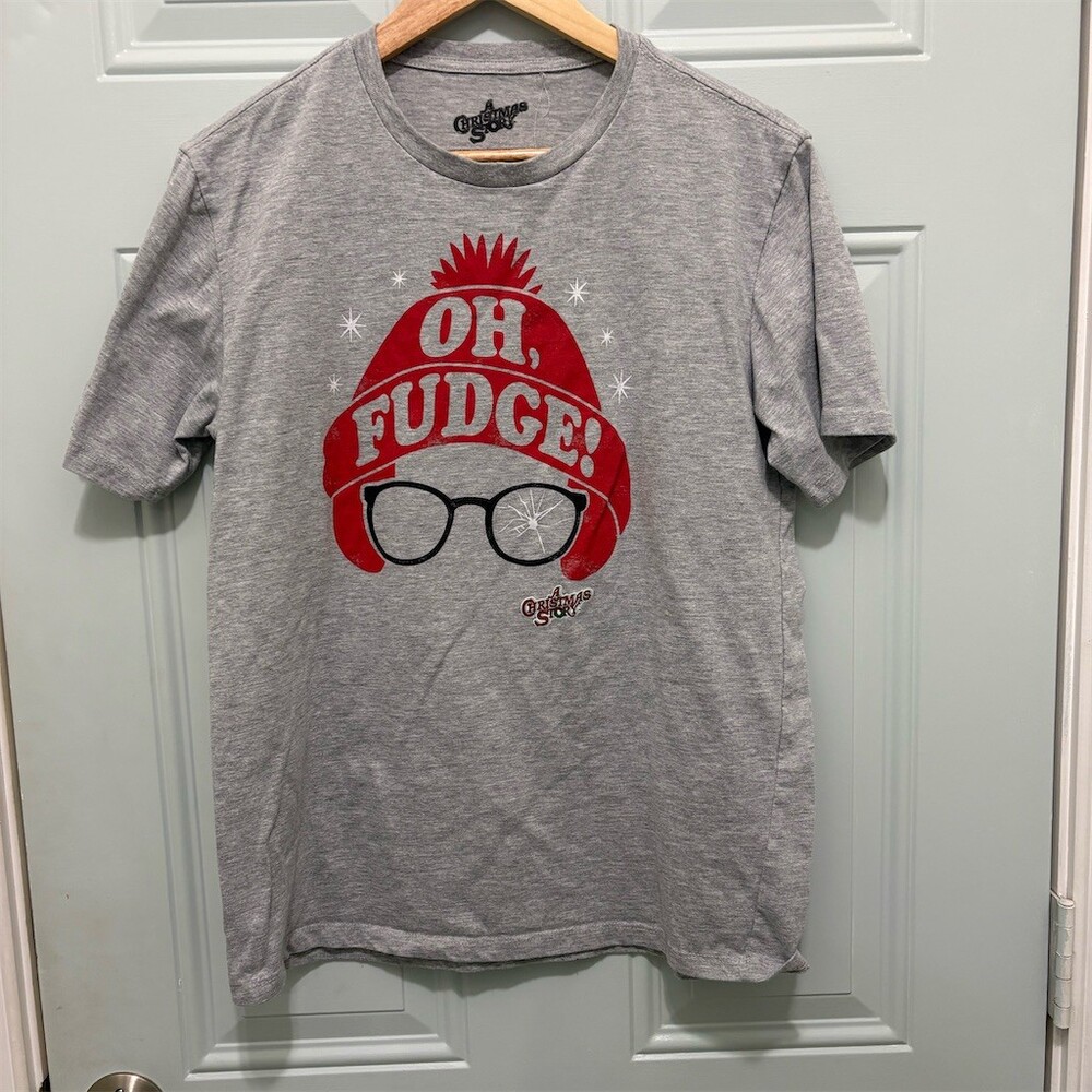 A Christmas Story Oh Fudge Graphic T-Shirt Unisex Gray Ralphie Size M